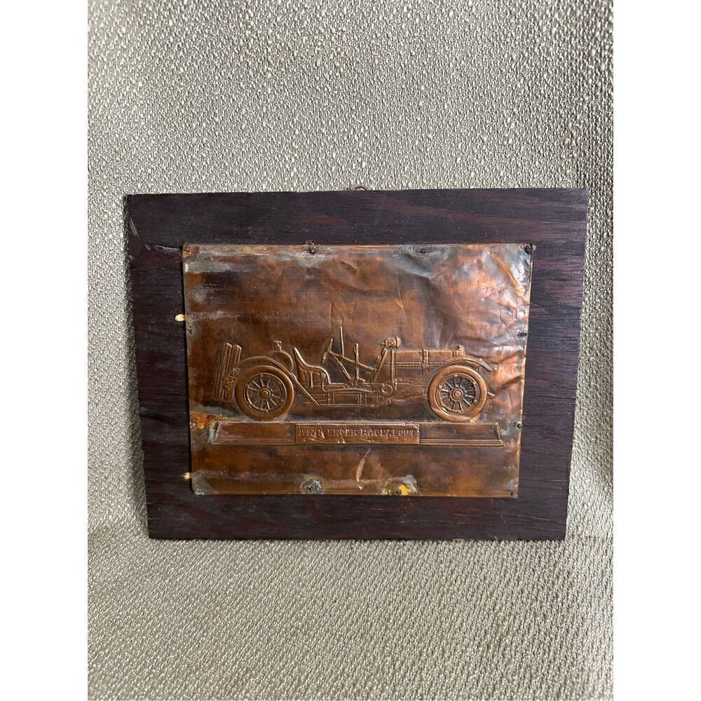 Vintage Stamped Pressed Copper 1912 Mercer Raceabout 10x8.5” Artwork Picture